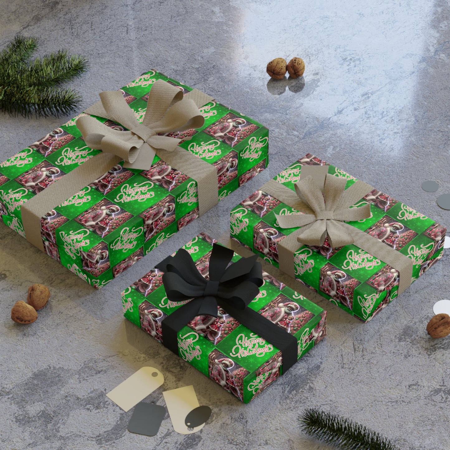 Santa in Blush Custom Gift Wrapping Paper Rolls, 1pc
