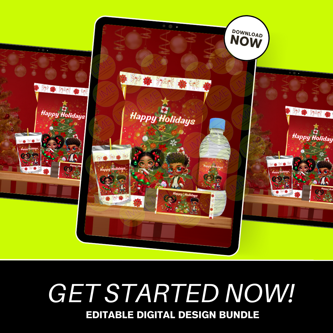 Holiday Editable Digital Party Favor Template (4) Products