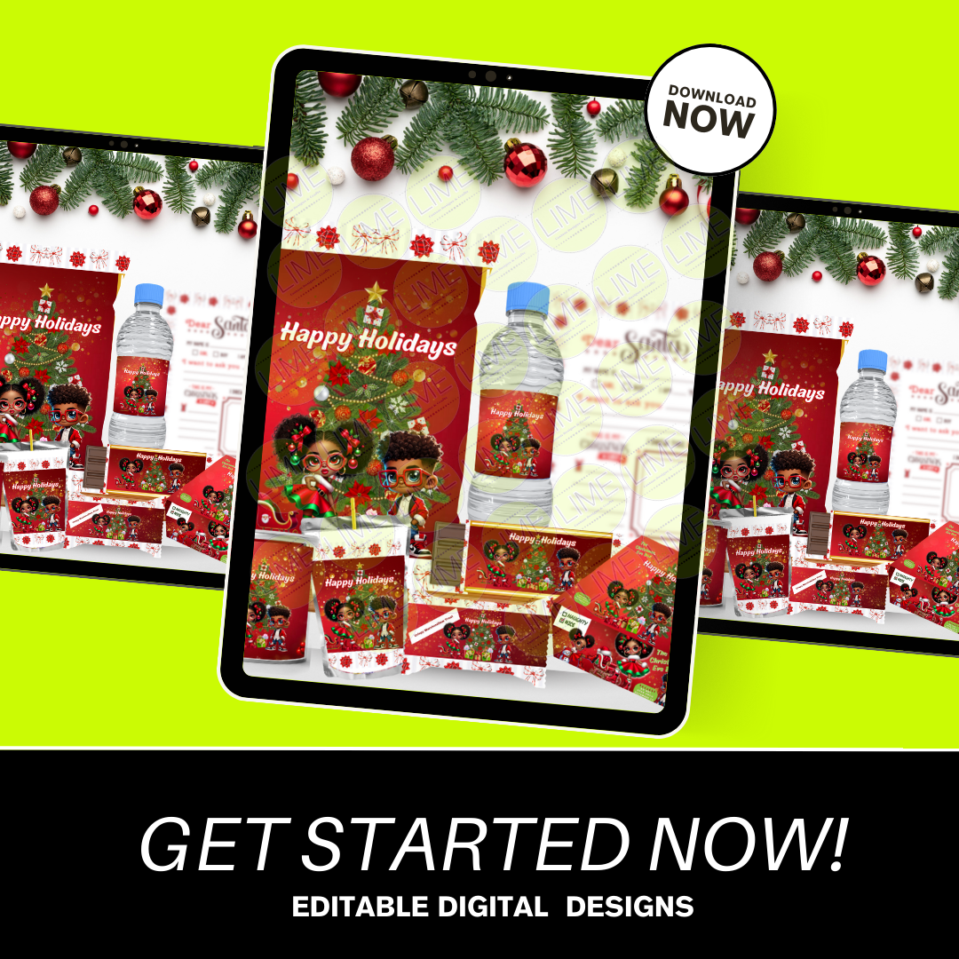 Christmas Eve Party Favor Editable Digital Bundle w/ Santa Letter