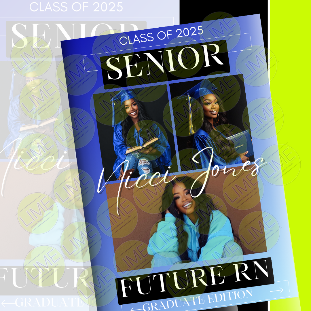 Magazine Cover Editable Digital Blue Design Template