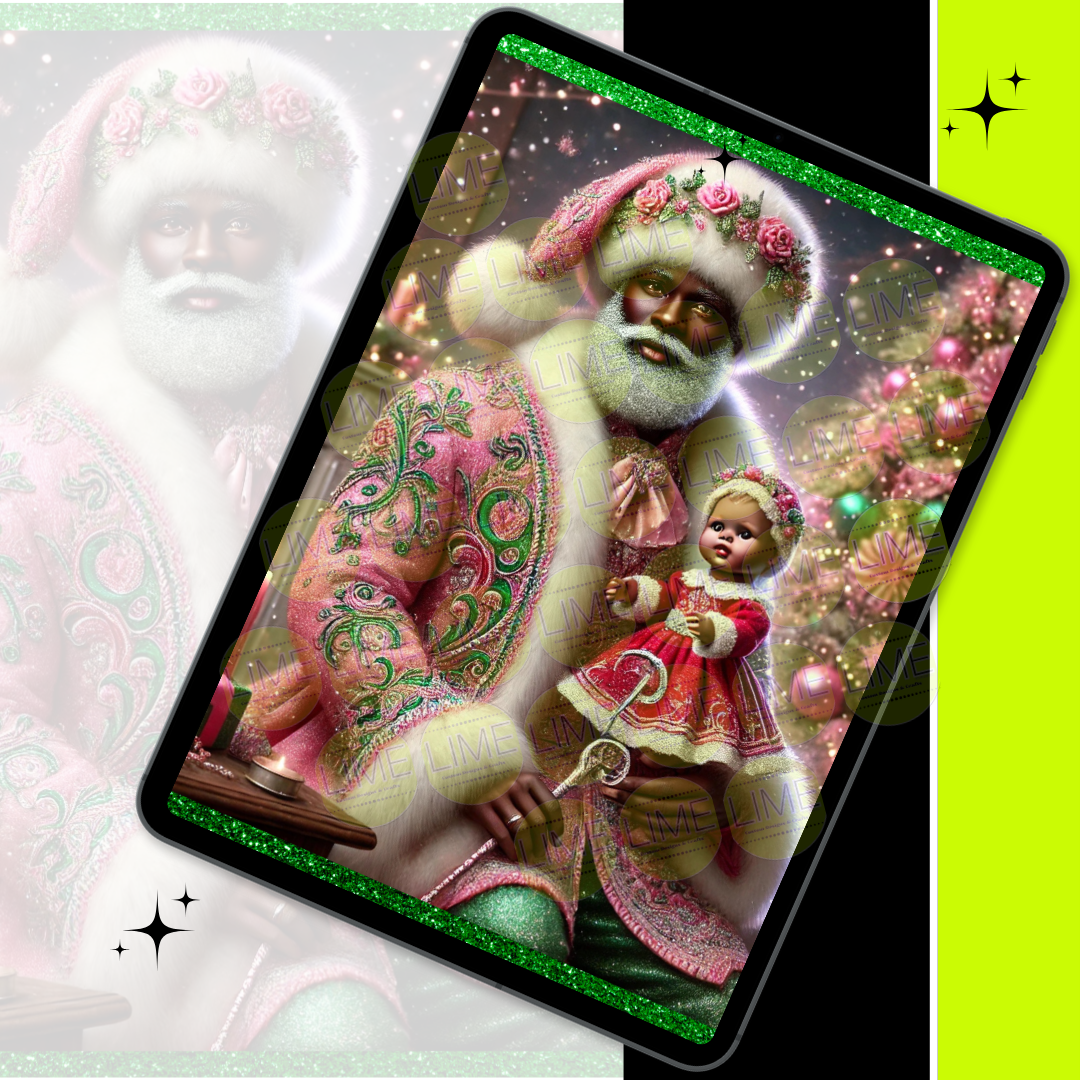 Santa in Blush Custom Gift Wrapping Paper Rolls, 1pc