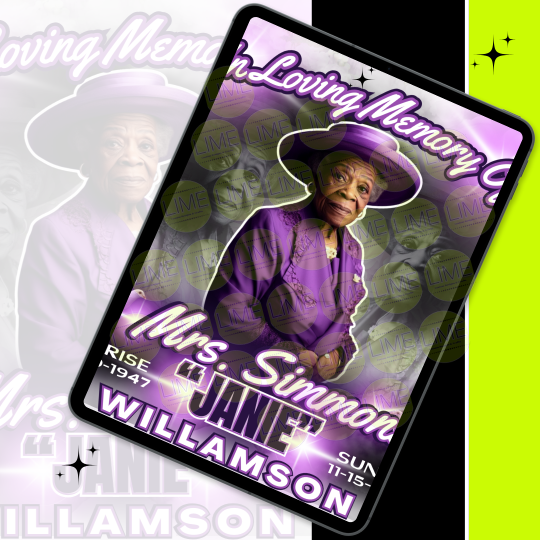 Single Purple Memorial Editable Digital Product