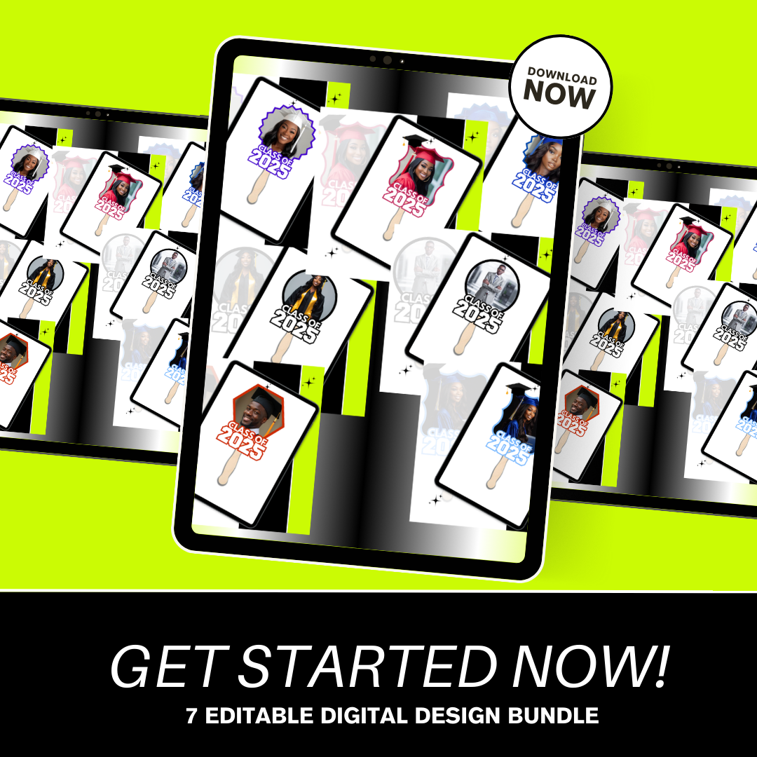 Graduation Fan Editable Digital Template Bundle