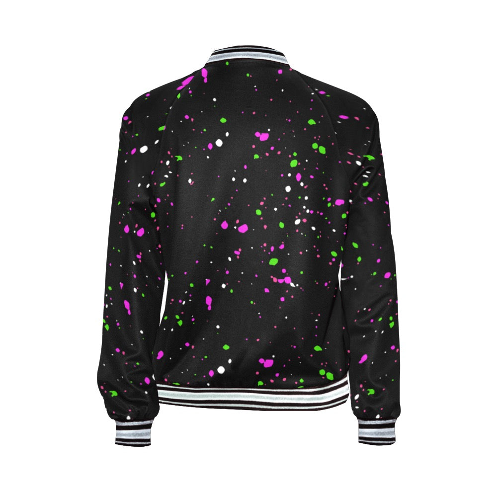 Breast Cancer Awareness All Over Print Bomber Jacket for Women