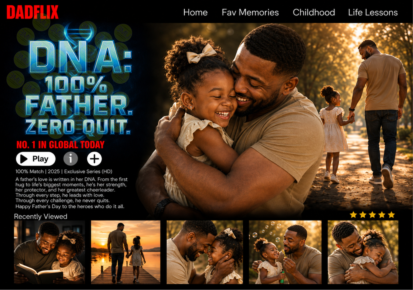 100% DNA Father custom photo glass
