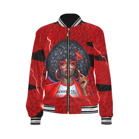 Sickle Cell Awareness All Over Print Bomber Jacket for Women