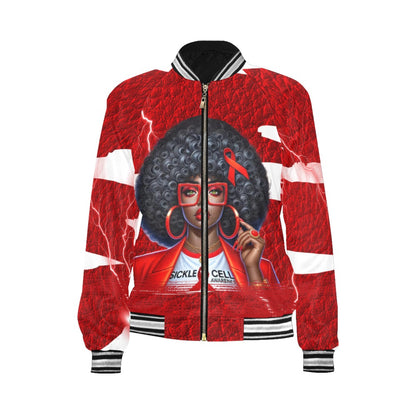 Sickle Cell Awareness All Over Print Bomber Jacket for Women