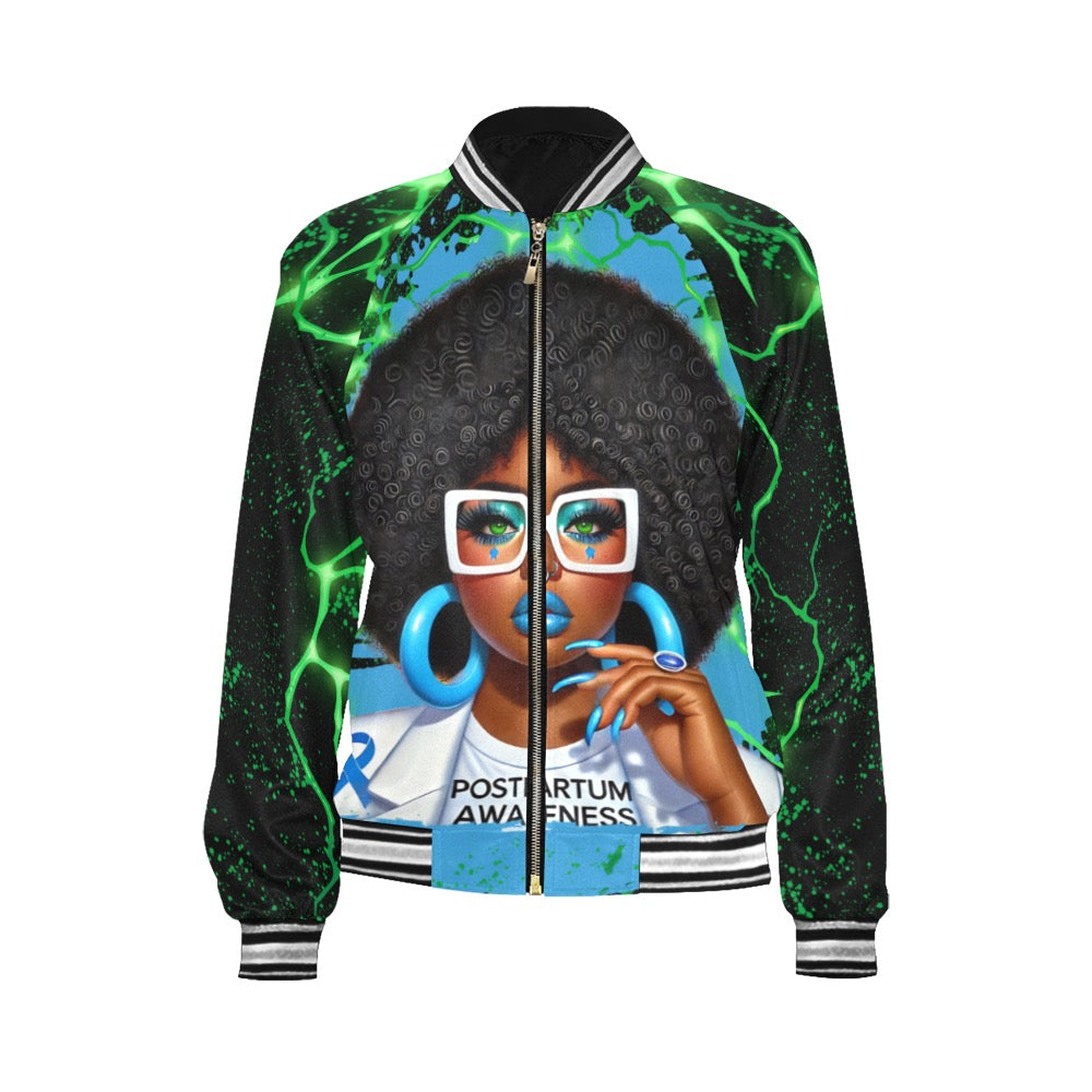 Postpartum Awareness All Over Print Bomber Jacket for Women