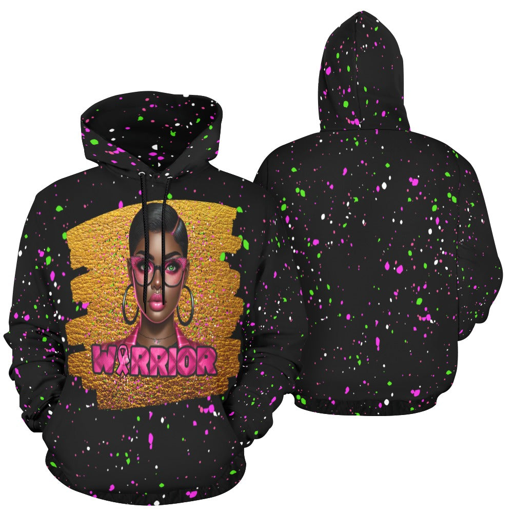 Breast Cancer Awareness Black All Over Print Hoodie for Women