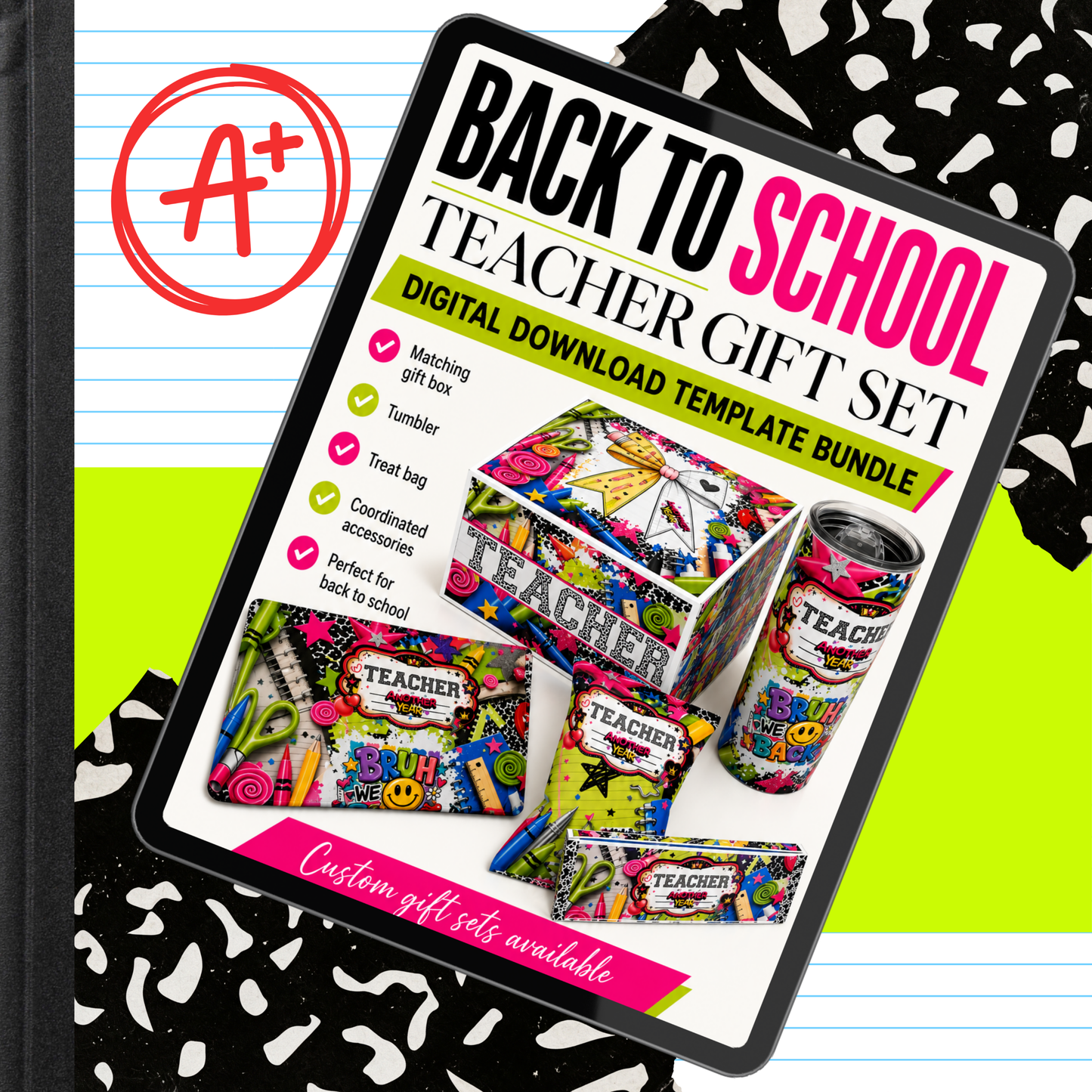 Teacher Digital Download Gift Set Template Bundle