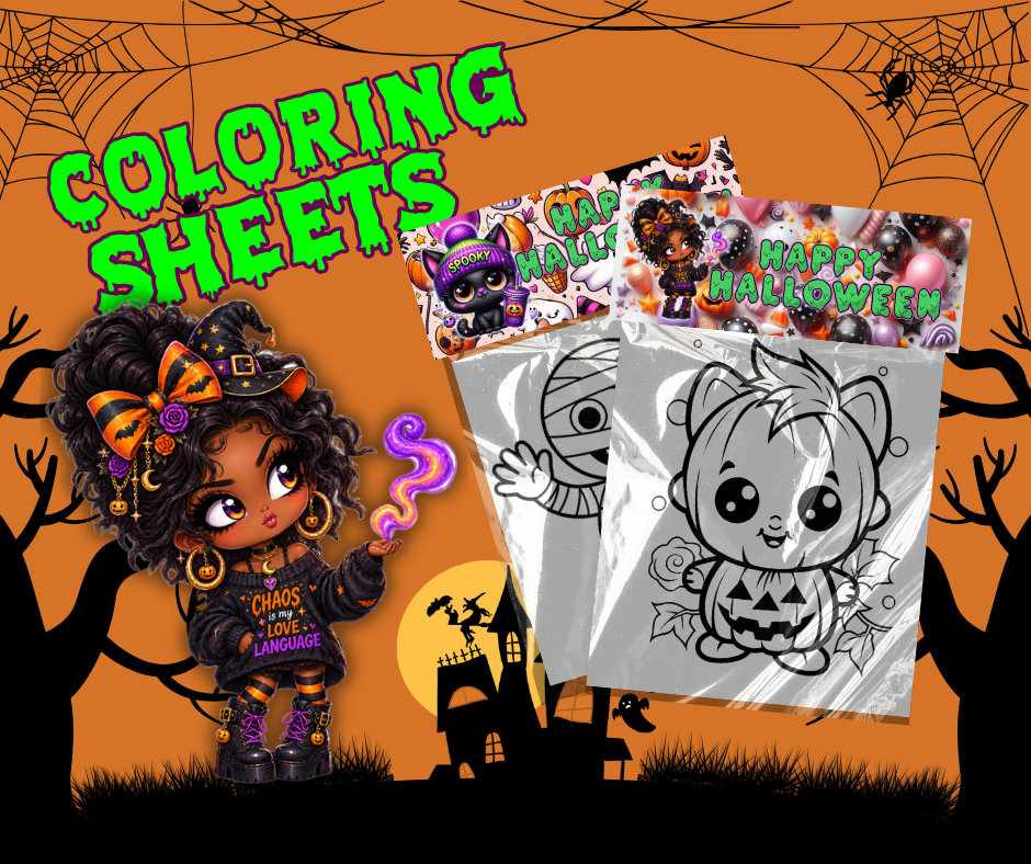 Halloween Coloring Sheets, Digital Download or Ready to Use