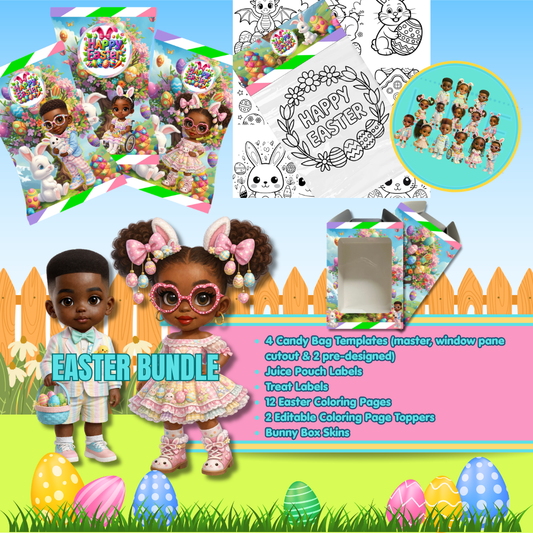 Easter Template Bundle 16 Diverse PNGs + Complete Party Favor Kit