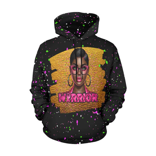 Breast Cancer Awareness Black All Over Print Hoodie for Women